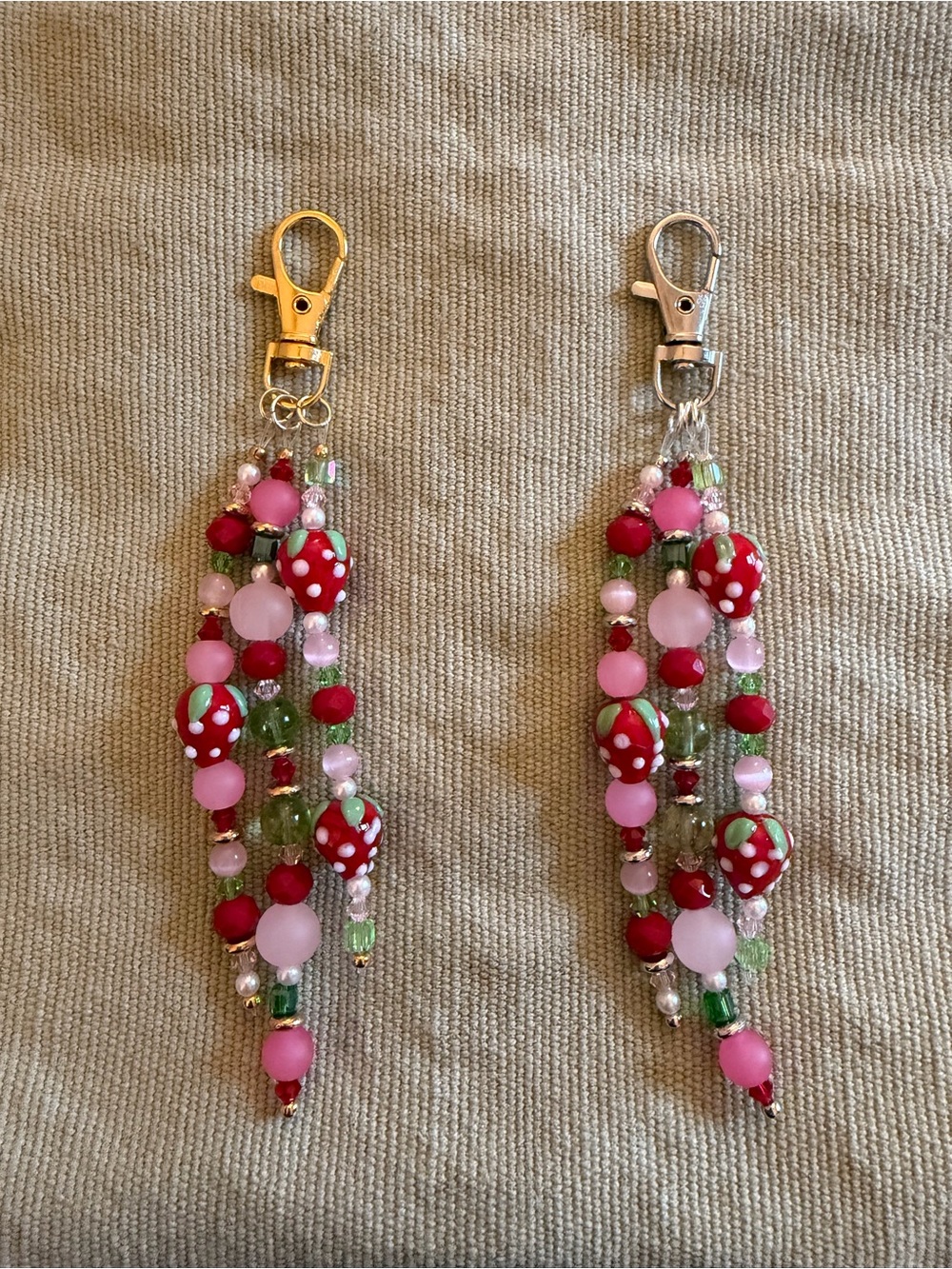Handmade Beaded Strawberry Keychain/Bag Charm
